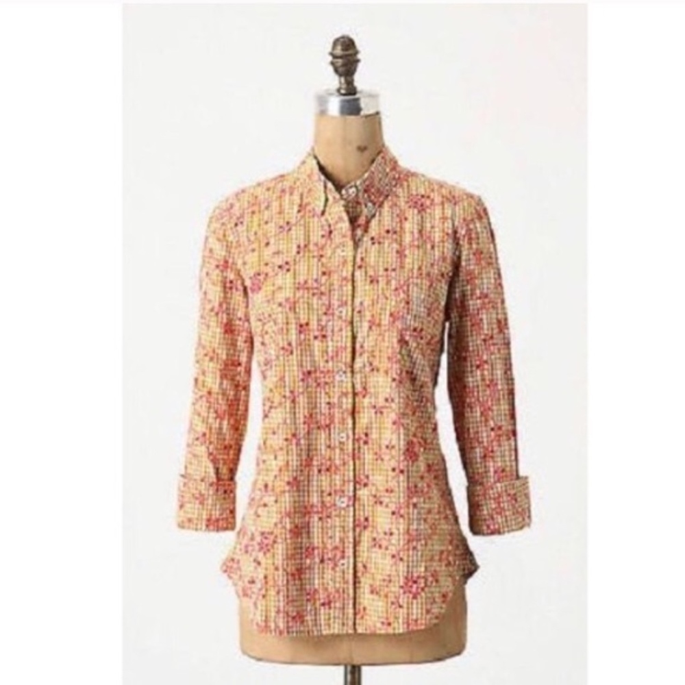 Anthropologie Odille Embroidered Eyelet Buttondown - Picture 2 of 6